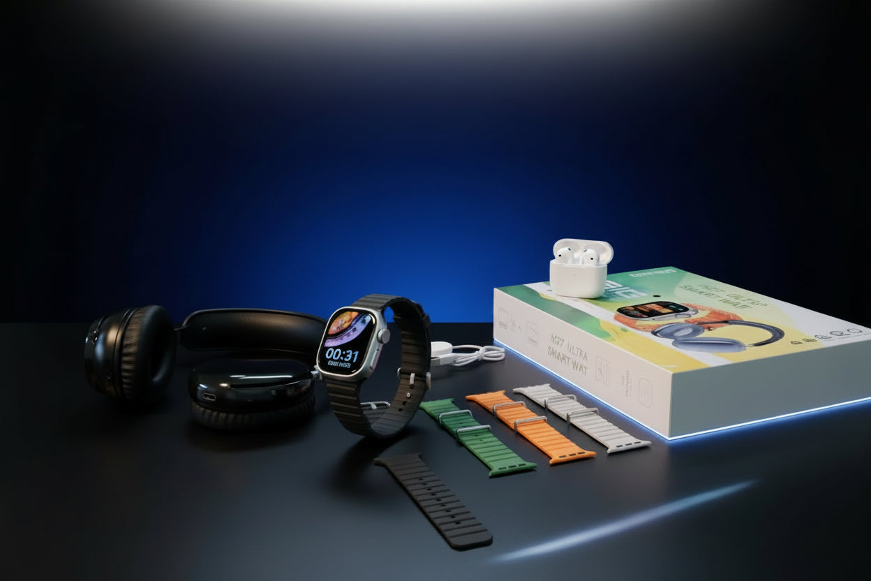 H27 Ultra 3 Smart Watch with Wireless Headphones | Big Infinity Display & All-in-One Wearable